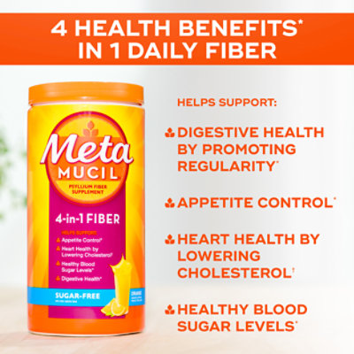 Metamucil 4 In 1 Sugar Free Powder Orange Psyllium Fiber Supplement - 72 Count - Image 5