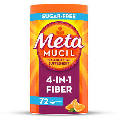 Metamucil 4 In 1 Sugar Free Powder Orange Psyllium Fiber Supplement - 72 Count