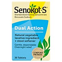 Senokot Dual Action Laxative + Stool Softener Tablets - 30 Count - Image 1