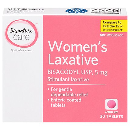 Signature Care Laxative Womens Bisacodyl USP 5mg Enteric Coated Tablet - 30 Count - Image 2