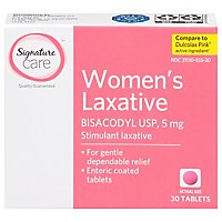 Signature Care Laxative Womens Bisacodyl USP 5mg Enteric Coated Tablet - 30 Count