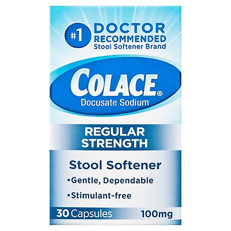 Colace Regular Strength 100 Mg Stool Softener Capsules - 30 Count