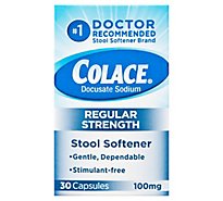 Colace Regular Strength 100 Mg Stool Softener Capsules - 30 Count