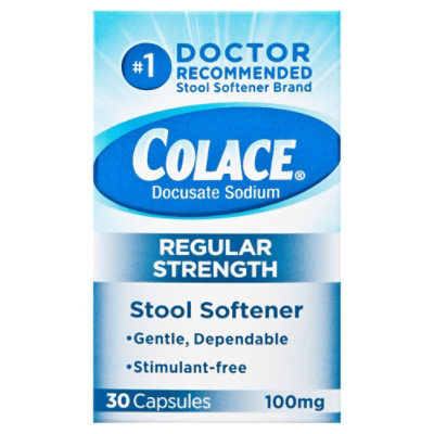 Colace Stool Softener 100mg Capsules Regular Strength 30 Count Randalls