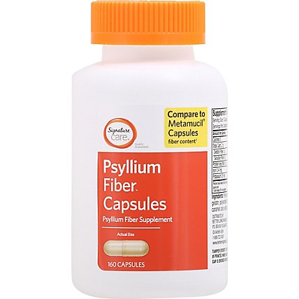 Signature Care Fiber Supplement Psyllium Seed Husk Fiber Capsule - 160 Count - Image 2