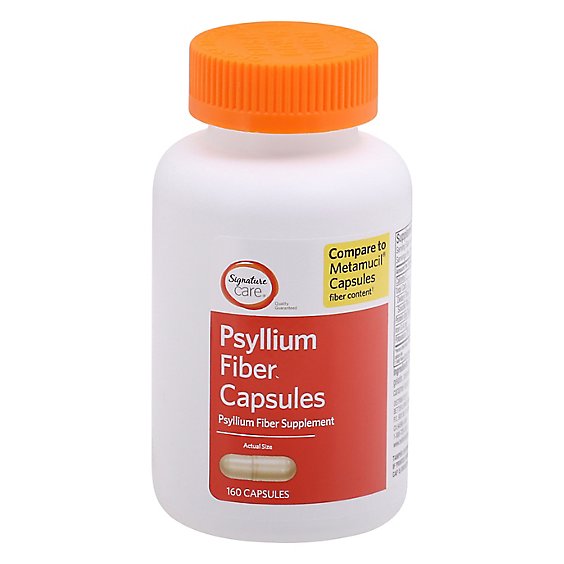 Signature Care Fiber Supplement Psyllium Seed Husk Fiber Capsule - 160 Count