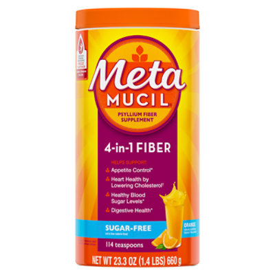 Metamucil 4 In 1 Sugar Free Powder Orange Psyllium Fiber Supplement - 114 Count