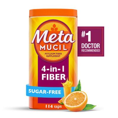 Metamucil 4 In 1 Sugar Free Powder Orange Psyllium Fiber Supplement - 114 Count