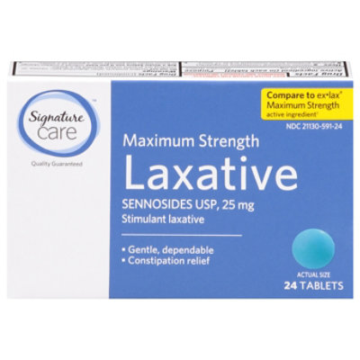 Signature Care Laxative Sennosides USP 25mg Maximum Strength Tablet - 24 Count