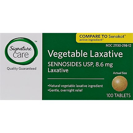 Signature Care Laxative Vegetable Sennosides USP 8.6mg Tablet - 100 Count - Image 2