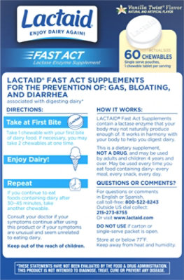 Lactaid Fast Act Lactase Enzyme Supplement Chewables Vanilla Twist Flavor - 60 Count - Image 6