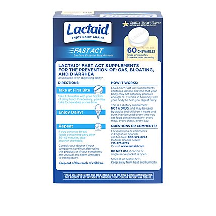 Lactaid Fast Act Lactase Enzyme Supplement Chewables Vanilla Twist Flavor - 60 Count - Image 4