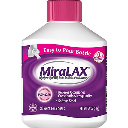 MiraLAX Powder For Constipation Relief 30 Dose Easy to Pour Bottle - 17.9 Oz - Image 2