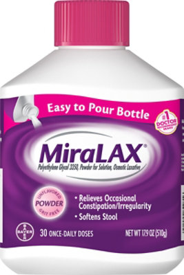 MiraLAX Powder For Constipation Relief 30 Dose Easy to Pour Bottle - 17.9 Oz - Image 2