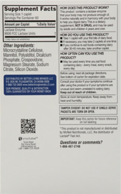 Signature Select/Care Dairy Digest Lactase Enzyme Digestive Supplement Single Serve Caplet - 60 Count - Image 4