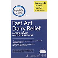Signature Care Dairy Digest Lactase Enzyme Digestive Supplement Single Serve Caplet - 60 Count - Image 2