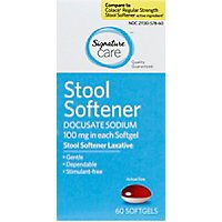 Signature Care Stool Softener Laxative Docusate Sodium 100mg Softgel - 60 Count - Image 2