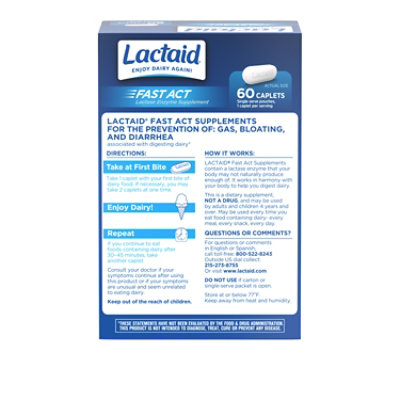 Lactaid Fast Act Lactase Enzyme Supplement Caplets - 60 Count - Image 5