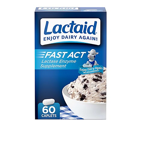 Lactaid Fast Act Lactase Enzyme Supplement Caplets - 60 Count