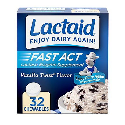 Lactaid Fast Act Lactase Enzyme Supplement Chewables Vanilla Twist Flavor - 32 Count - Image 2
