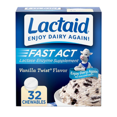 Lactaid Fast Act Lactase Enzyme Supplement Chewables Vanilla Twist Flavor - 32 Count - Image 1