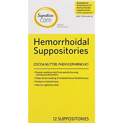 Signature Care Hemorrhoidal Suppositories - 12 Count - Image 2