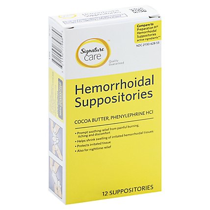 Signature Care Hemorrhoidal Suppositories - 12 Count - Image 1