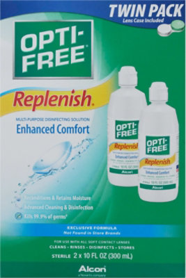 Opti Free Replenish Disinfecting Solution Multi-Purpose Enhanced Comfort Twin Pack - 2-10 Fl. Oz. - Image 2