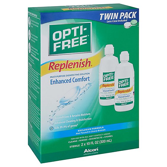 Opti Free Replenish Disinfecting Solution Multi-Purpose Enhanced Comfort Twin Pack - 2-10 Fl. Oz.