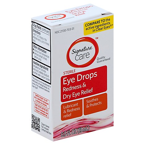 Signature Care Eye Drops Redness & Dry Eye Relief Lubricant - 0.5 Fl. Oz.