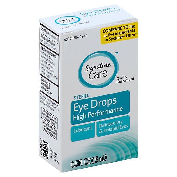 Signature Care Eye Drops High Performance Dry & Irritated Eye Relief Lubricant - 0.5 Fl. Oz.
