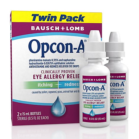 Bausch + Lomb Allergy Itching And Redness Reliever Eye Drops Twin Pack - 2-0.5 Fl. Oz.