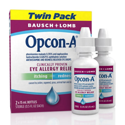 Bausch + Lomb Allergy Itching And Redness Reliever Eye Drops Twin Pack - 2-0.5 Fl. Oz.