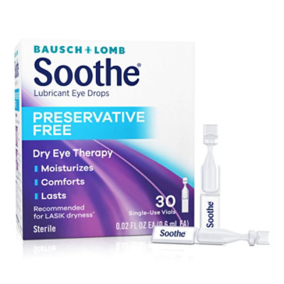 Soothe Eye Drops for Dry Eyes Preservative Free Lubricant Eye Drops - 30 Count - Image 1