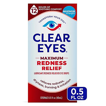 Clear Eyes Eye Drops Redness Relief Maximum - 0.5 Fl. Oz. - Image 1