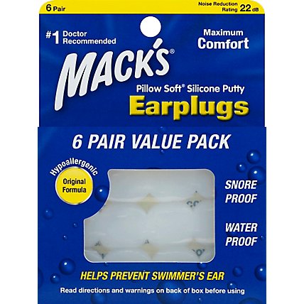 Macks Earplugs Pillow Soft Silicone Putty - 6 Count - Image 2