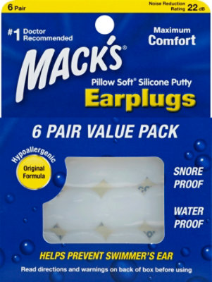 Macks Earplugs Pillow Soft Silicone Putty - 6 Count - Image 2