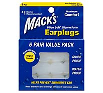 Macks Earplugs Pillow Soft Silicone Putty - 6 Count