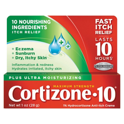 Cortizone 10 Anti-Itch Creme Maximum Strength Plus Ultra Moisturizing - 1 Oz - Image 3