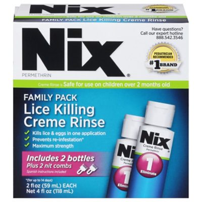  Nix Lice Killing Creme Rinse Permethrin Maximum Strength Family Pack - 2 Fl. Oz. 