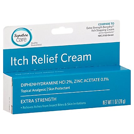 Signature Care Cream Itch Relief Topical Analgesic Skin Protectant Extra Strength - 1 Oz - Image 1