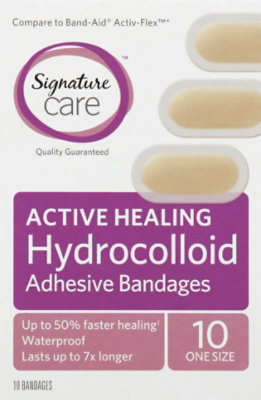 Signature Select/Care Adhesive Bandages Hydrocolloid Active Healing One Size - 10 Count - Image 2