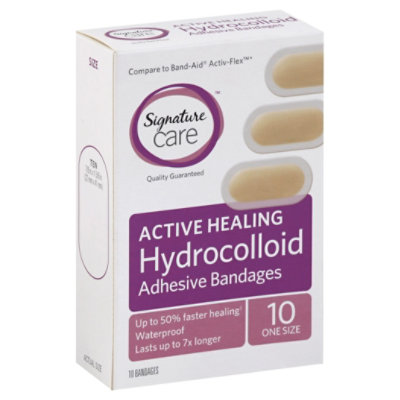 Signature Select/Care Adhesive Bandages Hydrocolloid Active Healing One Size - 10 Count - Image 1