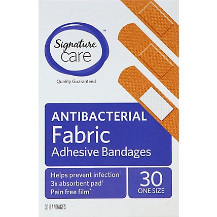 Signature Care Adhesive Bandages Fabric Antibacterial One Size - 30 Count - Image 2
