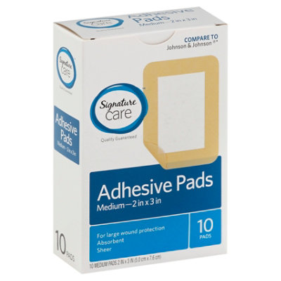 Signature Care Adhesive Pads Medium Absorbent Sheer - 10 Count