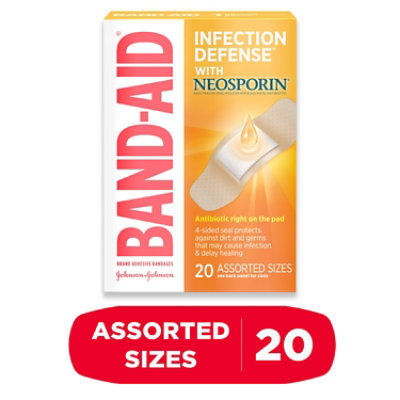 BAND-AID Brand Adhesive Bandages Plus Antibiotic Assorted Sizes - 20 Count - Image 1
