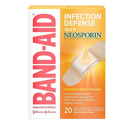 BAND-AID Brand Adhesive Bandages Plus Antibiotic Assorted Sizes - 20 Count