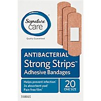 Signature Care Adhesive Bandages Strong Strips Antibacterial One Size - 20 Count - Image 2