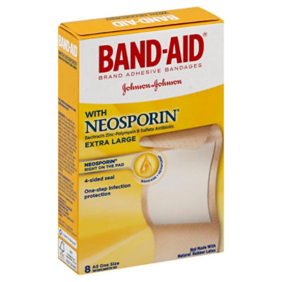 BAND-AID Brand Adhesive Bandages Plus Antibiotic Extra Large - 8 Count - Image 1