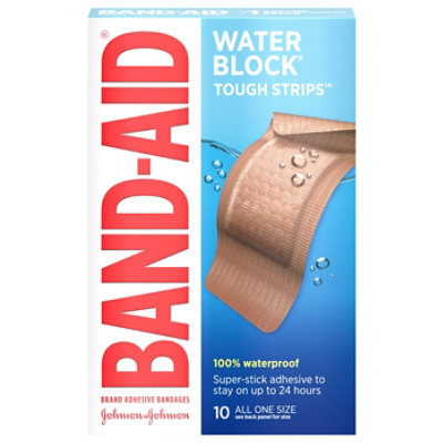 BAND-AID Brand Adhesive Bandages Tough Strips Waterproof Extra Large - 10 Count - Image 1